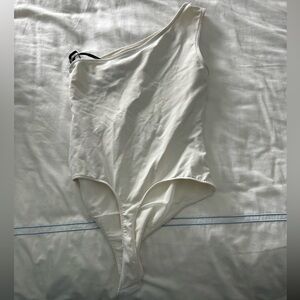Free People Cream One-Shoulder Bodysuit
